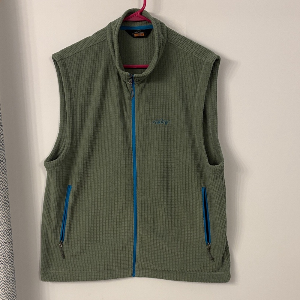 Orvis waffle knit vest. Green and blue. Large.